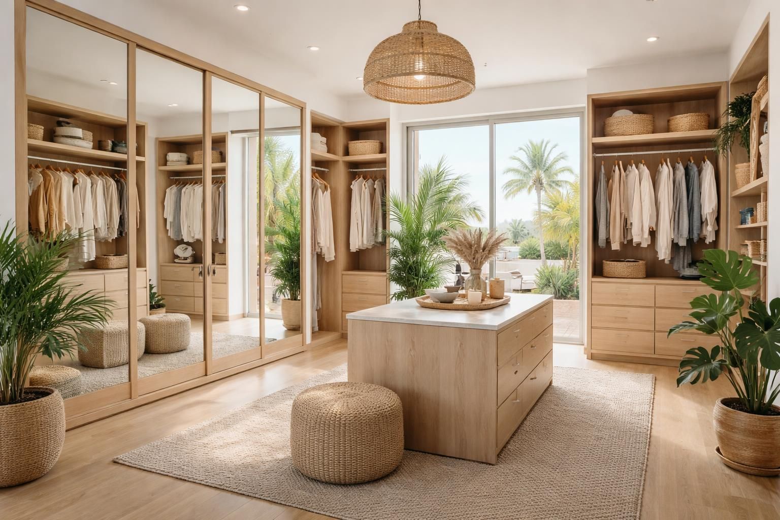 découvrez comment créer un dressing walk-in au style californien élégant avec des portes miroir pour maximiser l'espace et la luminosité de votre pièce.
